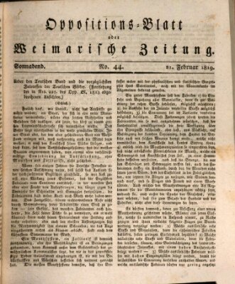 Oppositions-Blatt oder Weimarische Zeitung Sonntag 21. Februar 1819