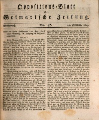 Oppositions-Blatt oder Weimarische Zeitung Mittwoch 24. Februar 1819