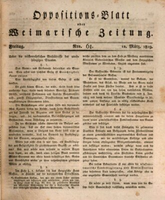 Oppositions-Blatt oder Weimarische Zeitung Freitag 12. März 1819