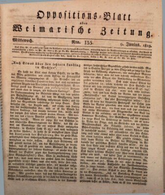 Oppositions-Blatt oder Weimarische Zeitung Mittwoch 9. Juni 1819