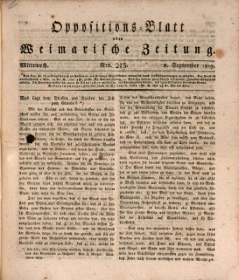 Oppositions-Blatt oder Weimarische Zeitung Mittwoch 8. September 1819