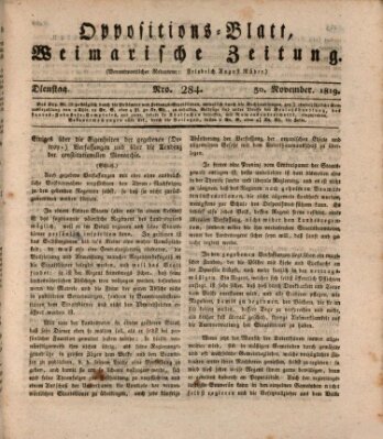 Oppositions-Blatt oder Weimarische Zeitung Dienstag 30. November 1819