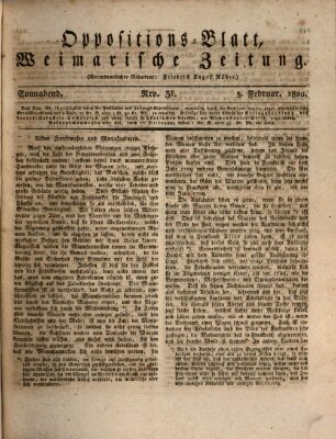 Oppositions-Blatt oder Weimarische Zeitung Samstag 5. Februar 1820