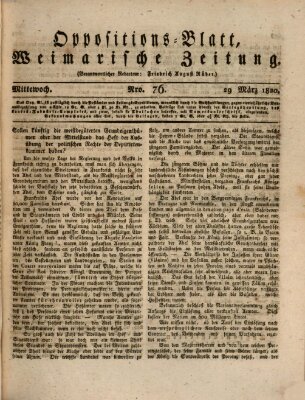 Oppositions-Blatt oder Weimarische Zeitung Mittwoch 29. März 1820