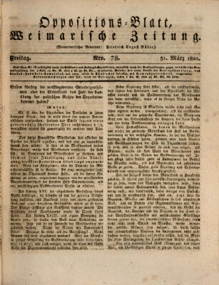 Oppositions-Blatt oder Weimarische Zeitung Freitag 31. März 1820