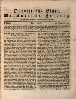 Oppositions-Blatt oder Weimarische Zeitung Freitag 9. Juni 1820