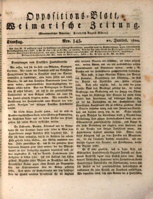 Oppositions-Blatt oder Weimarische Zeitung Dienstag 20. Juni 1820
