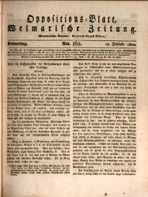 Oppositions-Blatt oder Weimarische Zeitung Donnerstag 13. Juli 1820