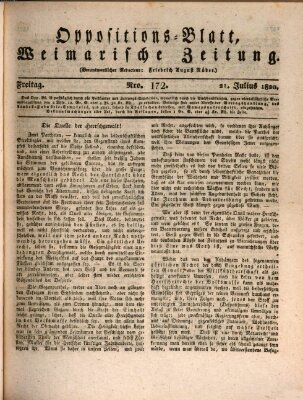 Oppositions-Blatt oder Weimarische Zeitung Freitag 21. Juli 1820