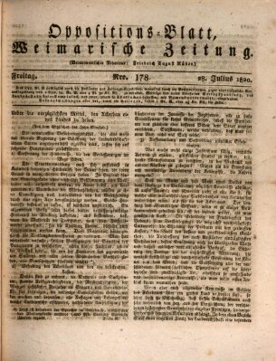 Oppositions-Blatt oder Weimarische Zeitung Freitag 28. Juli 1820