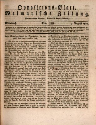 Oppositions-Blatt oder Weimarische Zeitung Mittwoch 9. August 1820