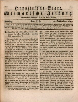 Oppositions-Blatt oder Weimarische Zeitung Dienstag 19. September 1820