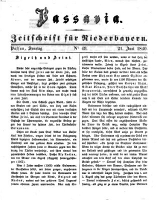 Passavia (Donau-Zeitung) Sonntag 21. Juni 1840