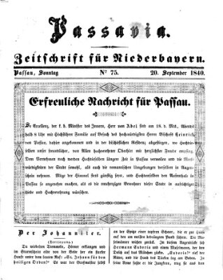 Passavia (Donau-Zeitung) Sonntag 20. September 1840