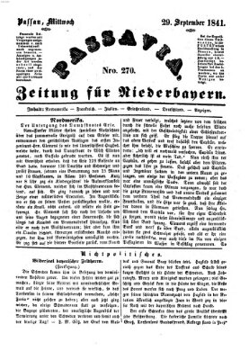 Passavia (Donau-Zeitung) Mittwoch 29. September 1841