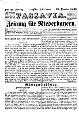 Passavia (Donau-Zeitung) Dienstag 27. Dezember 1842