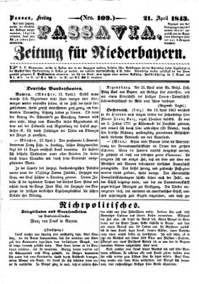Passavia (Donau-Zeitung) Freitag 21. April 1843
