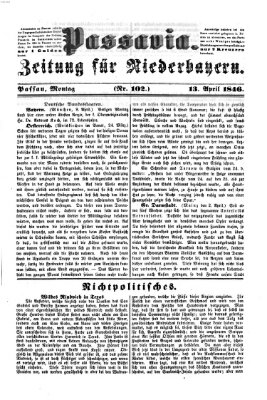 Passavia (Donau-Zeitung) Montag 13. April 1846