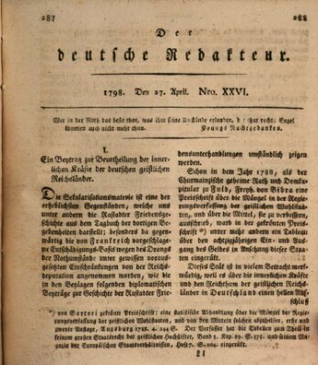 Der deutsche Redakteur Freitag 27. April 1798