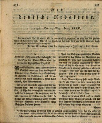 Der deutsche Redakteur Dienstag 29. Mai 1798