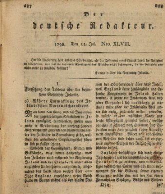 Der deutsche Redakteur Freitag 13. Juli 1798
