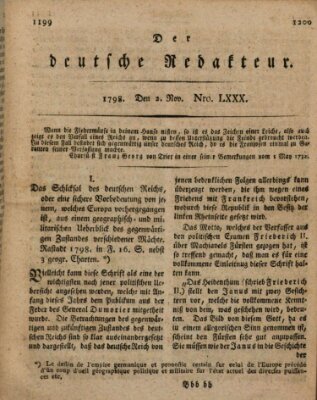 Der deutsche Redakteur Freitag 2. November 1798