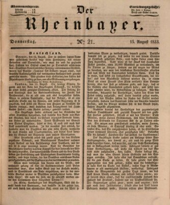 Der Rheinbayer Donnerstag 15. August 1833