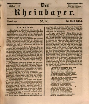 Der Rheinbayer Samstag 26. April 1834