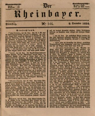 Der Rheinbayer Dienstag 2. Dezember 1834