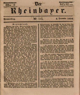 Der Rheinbayer Donnerstag 4. Dezember 1834
