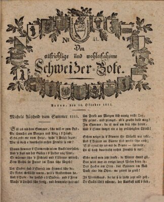 Der aufrichtige und wohlerfahrene Schweizer-Bote (Der Schweizer-Bote) Donnerstag 12. Oktober 1815