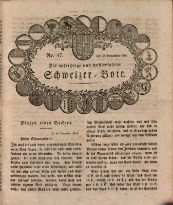 Der aufrichtige und wohlerfahrene Schweizer-Bote (Der Schweizer-Bote) Donnerstag 21. November 1816