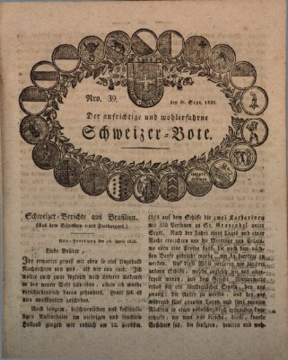 Der aufrichtige und wohlerfahrene Schweizer-Bote (Der Schweizer-Bote) Donnerstag 28. September 1820