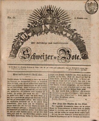 Der aufrichtige und wohlerfahrene Schweizer-Bote (Der Schweizer-Bote) Donnerstag 16. Dezember 1830