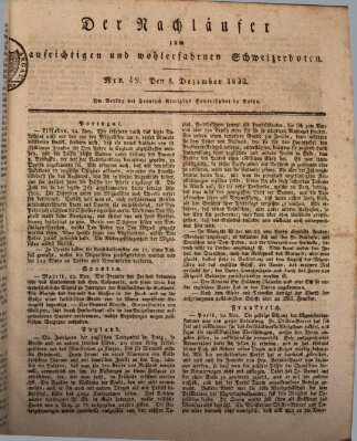 Der aufrichtige und wohlerfahrene Schweizer-Bote (Der Schweizer-Bote) Samstag 8. Dezember 1832