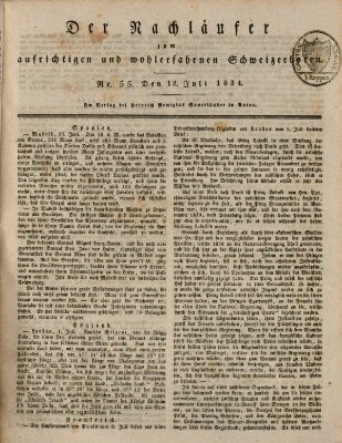 Der aufrichtige und wohlerfahrene Schweizer-Bote (Der Schweizer-Bote) Samstag 12. Juli 1834