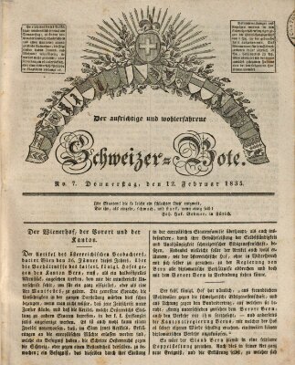 Der aufrichtige und wohlerfahrene Schweizer-Bote (Der Schweizer-Bote) Donnerstag 12. Februar 1835
