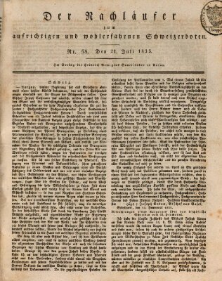 Der aufrichtige und wohlerfahrene Schweizer-Bote (Der Schweizer-Bote) Dienstag 21. Juli 1835