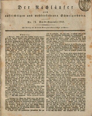 Der aufrichtige und wohlerfahrene Schweizer-Bote (Der Schweizer-Bote) Samstag 12. September 1835