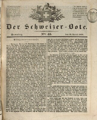 Der Schweizer-Bote Samstag 13. April 1839