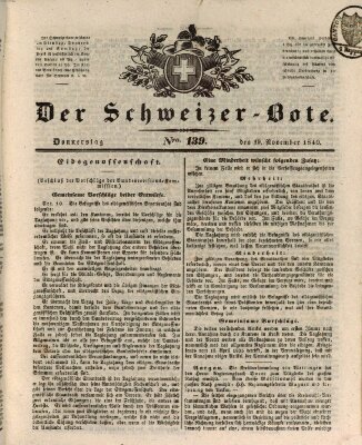 Der Schweizer-Bote Donnerstag 19. November 1840