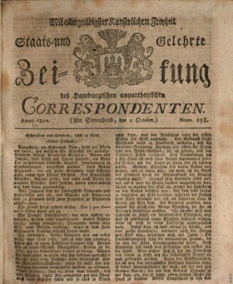 Staats- und gelehrte Zeitung des Hamburgischen unpartheyischen Correspondenten Samstag 2. Oktober 1802
