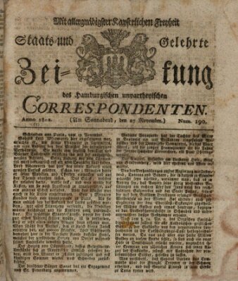 Staats- und gelehrte Zeitung des Hamburgischen unpartheyischen Correspondenten Samstag 27. November 1802