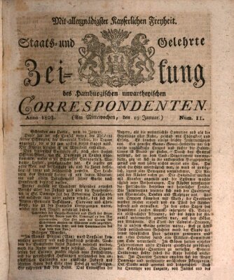 Staats- und gelehrte Zeitung des Hamburgischen unpartheyischen Correspondenten Mittwoch 19. Januar 1803
