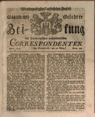 Staats- und gelehrte Zeitung des Hamburgischen unpartheyischen Correspondenten Samstag 26. März 1803