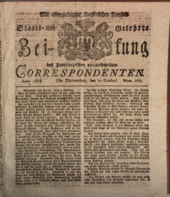 Staats- und gelehrte Zeitung des Hamburgischen unpartheyischen Correspondenten Mittwoch 12. Oktober 1803