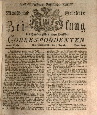 Staats- und gelehrte Zeitung des Hamburgischen unpartheyischen Correspondenten Samstag 3. August 1805