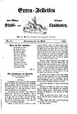Extra-Felleisen (Würzburger Stadt- und Landbote) Donnerstag 18. April 1861