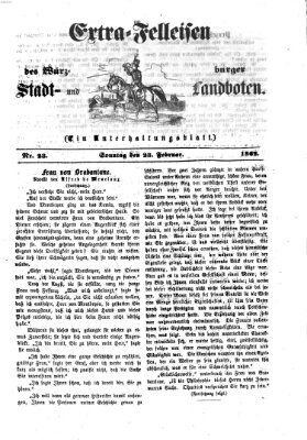 Extra-Felleisen (Würzburger Stadt- und Landbote) Sonntag 23. Februar 1862