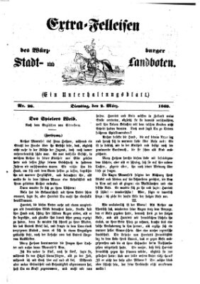 Extra-Felleisen (Würzburger Stadt- und Landbote) Dienstag 2. März 1869